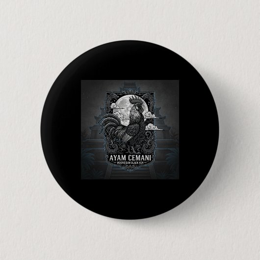 Ayam Cemani - Schwarzes Huhn Indonesien Indonesisc Button (Vorderseite)