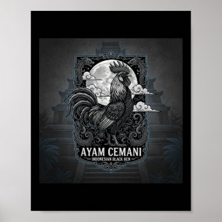 Ayam Cemani - Schwarzes Huhn Indonesien Indonesisc Poster
