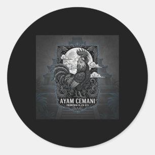 Ayam Cemani - Schwarzes Huhn Indonesien Indonesisc Runder Aufkleber