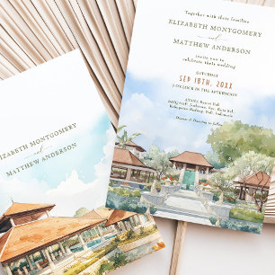 AYANA Resort   BALI Wedding Watercolor Landschaft Einladung