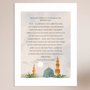 Ayatul Kursi Deutsche Übersetzungs Poster Koran 2: