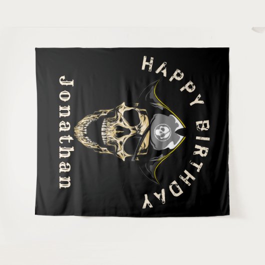Aye Aye Pirate Skull Wandteppich (Vorderseite (Horizontal))