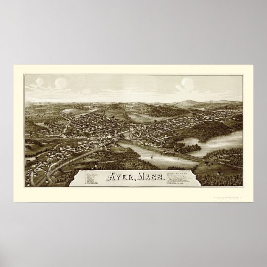 Ayer, MA Panoramic Map - 1886 Poster (Vorne)