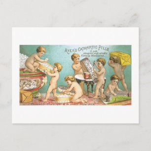 Ayers Cathartic Pillen Babies Trading Card Postkarte