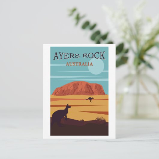 Ayers Rock, Australia Travel Poster Postkarte (Stehend Vorderseite)