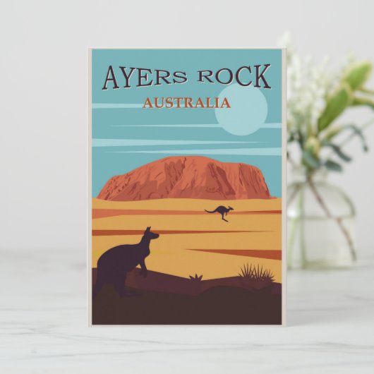 Ayers Rock Australia Vintage Flat Card (Stehend Vorderseite)
