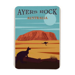 Ayers Rock Australia Vintage Travel Poster Magnet