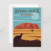 Ayers Rock Australia Vintage Travel Poster Postkarte (Vorne/Hinten)