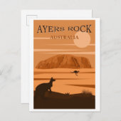 Ayers Rock Australia Vintage Travel Poster Postkarte (Vorne/Hinten)