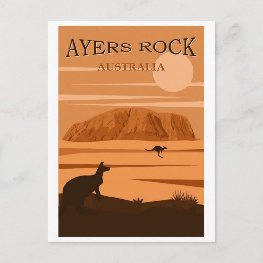 Ayers Rock Australia Vintage Travel Poster Postkarte (Vorderseite)