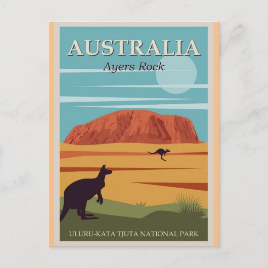 Ayers Rock Australia Vintage Travel Poster Postkarte (Vorderseite)
