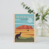 Ayers Rock Australia Vintage Travel Poster Postkarte (Stehend Vorderseite)