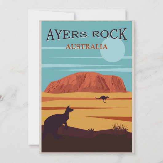 Ayers Rock Australien Vintage Reise Flat Card (Vorderseite)