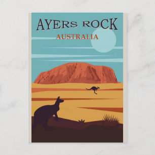 Ayers Rock Australien Vintage Reiseposter Postkarte