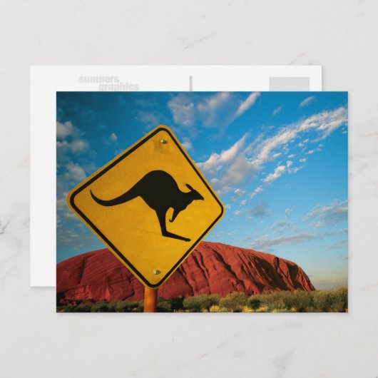 ayers rock kangaroo sign postkarte (Vorne/Hinten)