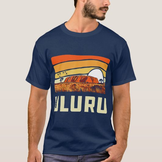 Ayers Rock Uluru Australien Sehenswürdigkeit Vinta T-Shirt (Vorderseite)