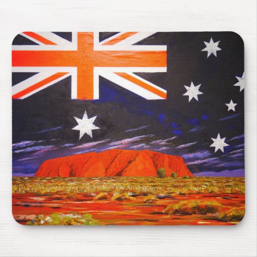 Ayers Rock und australische Flagge Mousepad (Vorne)