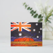 Ayers Rock und australische Flagge Postkarte (Stehend Vorderseite)