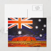 Ayers Rock und australische Flagge Postkarte (Vorne/Hinten)