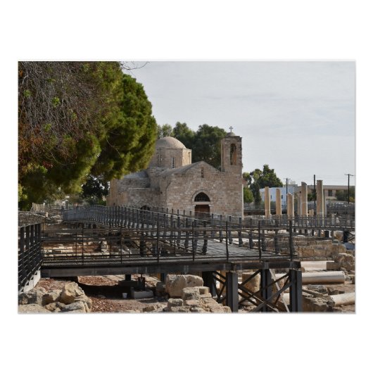 Ayia Kyriaki Kirche und Ruinen Paphos, Zypern Poster (Vorderseite)