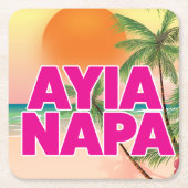 Ayia Napa Holiday Poster Rechteckiger Pappuntersetzer (Vorderseite)