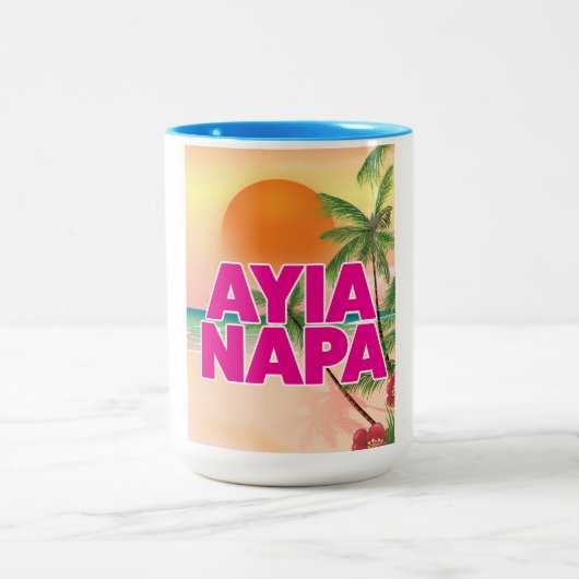 Ayia Napa Holiday Poster Zweifarbige Tasse (Mittel)