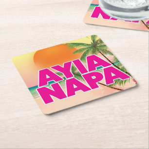 Ayia Napa Urlaubsposter Rechteckiger Pappuntersetzer