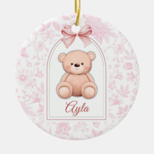 Ayla Benutzerdefiniertes rosa Teddy-Bär-Kinderzi Keramik Ornament