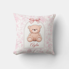 Ayla | Benutzerdefiniertes rosa Teddy-Bär-Kinderzi Kissen