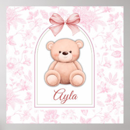Ayla | Benutzerdefiniertes rosa Teddy-Bär-Kinderzi Poster