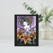 "Ayla" Gothic Tiger Lilly Fairy Postcard Postkarte (Stehend Vorderseite)
