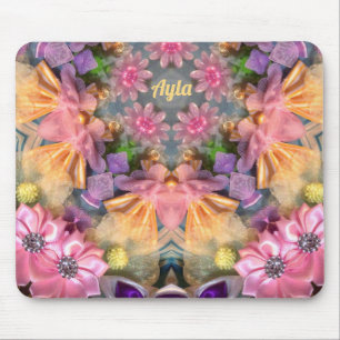 AYLA ~ Pink Lila Blue Gelb Blende Muster Mousepad