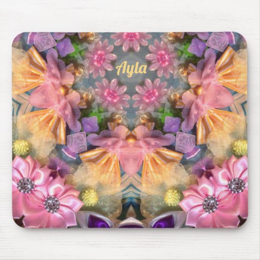 AYLA ~ Pink Lila Blue Gelb Blende Muster Mousepad (Vorne)