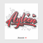 Ayleen red Heart Graffiti Aufkleber Sticker (Blatt)