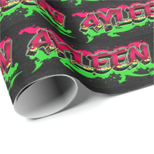 Ayleen Vorname Name Graffiti red green Geschenkpapier