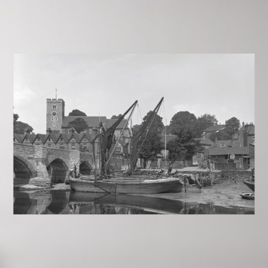 Aylesford Brücke mit Schleppkähnen Vintages Foto Poster (Vorne)