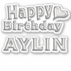 Aylin Happy Birthday silver Aufkleber Sticker