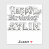 Aylin Happy Birthday silver Aufkleber Sticker (Blatt)