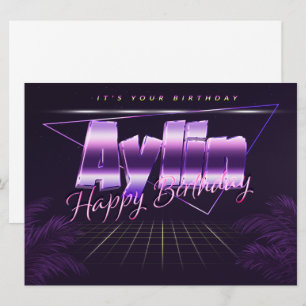 Aylin Name Vorname lila retro Karte Geburtstag