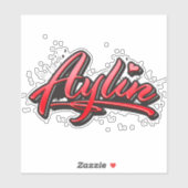 Aylin red Heart Graffiti Aufkleber Sticker (Blatt)