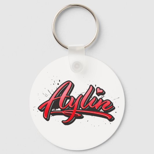 Aylin red Heart Graffiti Schlüsselger Schlüsselanhänger (Vorderseite)