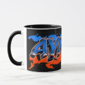 Ayman Vorname Name Graffiti blue orange Tasse (Links)
