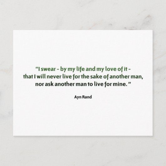 Ayn Rand Quote Postkarte (Vorderseite)