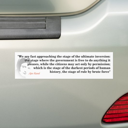 Ayn Rand Zitat über die ultimative Inversion Autoaufkleber (Auf Auto)