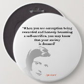 Ayn Rand zitieren über Ihre untergegangene Gesells Button (Vorne & Hinten)