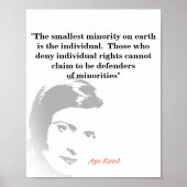 Ayn Rand zitiert auf die kleinste Minderheit Poster (Vorne)