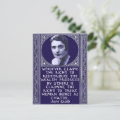 Ayn Rand zur Umverteilung von Wohlstand Postkarte (Stehend Vorderseite)