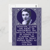 Ayn Rand zur Umverteilung von Wohlstand Postkarte (Vorne/Hinten)