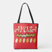 Ayoba afrikanisches Design hell rot und Senf Tasche (Rückseite)
