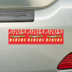 Ayoba afrikanisches Design hellrot und Senf Autoaufkleber